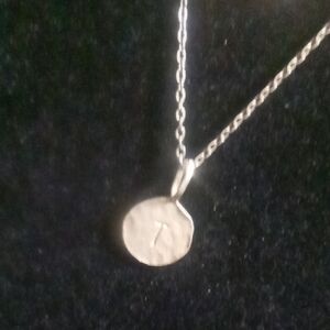 Sterling Silver Inital T Pendant Necklace. Stamped 925